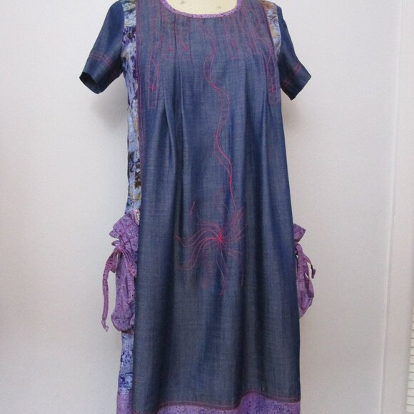 Tunic Dress African Cotton Floral Print Embroidery Bohem - Picture 2 of 13